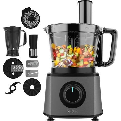 Robot culinaire Paprika 1300 Full, 2000W de puissance, en acier inoxydable, 2 vitesses, 3 disques de coupe, comprend un bol de 3,5 L, une carafe de 1,8 L et un presse-agrumes (1/5)