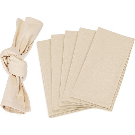Lot de 6 serviettes en coton - 40 x 40 cm - Réutilisables - Pour fête, mariage, maison, fête nuptiale - Décoration de table - Beige (1/5)