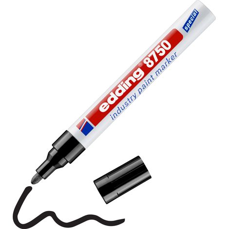 Edding - Marqueur peinture indélébile E8750 noir - pour une écriture très durable sur les surfaces légèrement huileuses, poussiéreuses et foncées