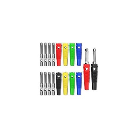 Conectores banana de alta corriente de 4 mm, apilables, tipo tornillo 32A, adaptador de conector banana sin soldadura, 5 colores - Crezuo