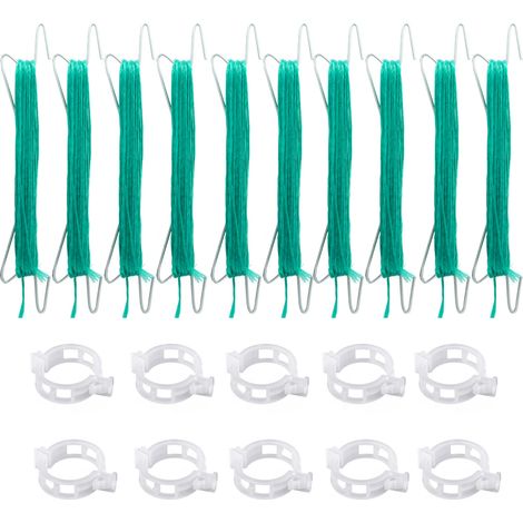 Accessoire de Suspension pour Tomates, Nylon, 1000cm, Vert, 10 Pc avec Attaches Plantes (1/5)