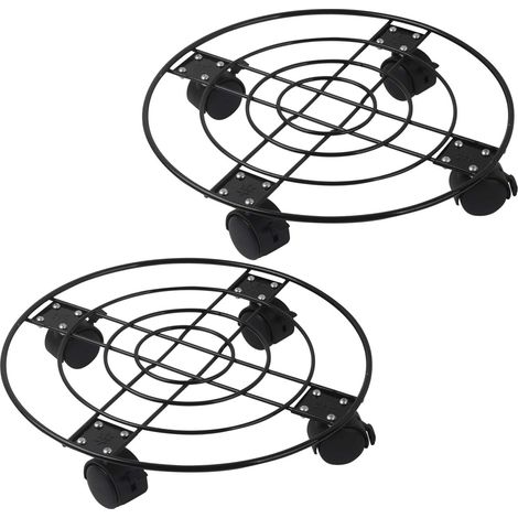 Plant Caddy - 33cm Round Metal Plant Caddy, Plant Pot Trolley avec Frein Wheel (2 Pack) (1/5)