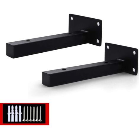 2Pcs Heavy Duty Floating Shelf Bracket, Concealed Hardware Support Wall Mount, Metal Shelf Bracket, Stainless Steel, Black(150mm)