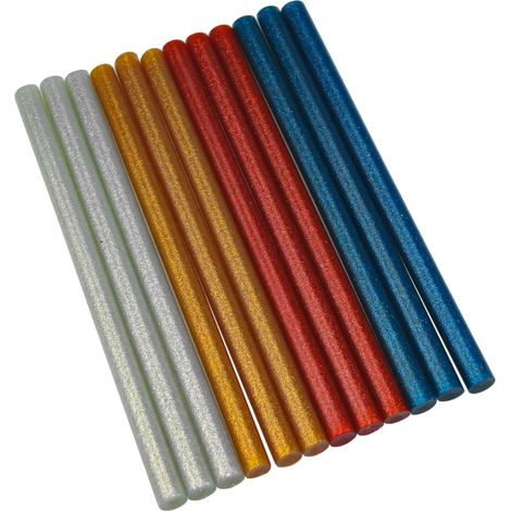 12 Heißkleber Klebesticks 11,2mm x 200mm farbig glitzer (1/3)
