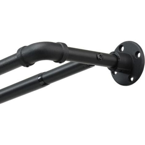 Tringle à rideaux double 78,7-241,3 cm, très résistante, noire 2,5 cm, réglable, occultante, enroulable autour de deux tringles (1/5)