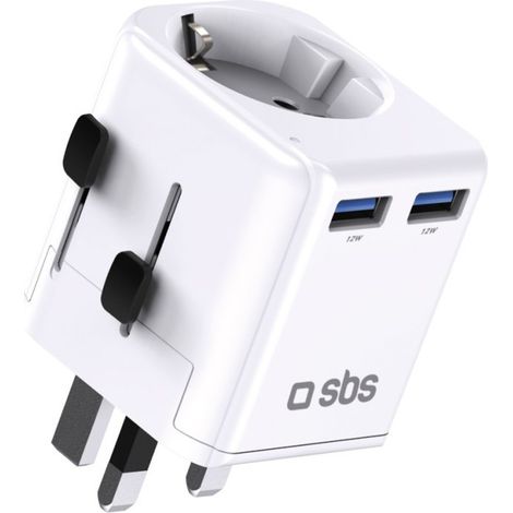 Reiseadapter USB-A (UK, USA, AUS, Asien, EU) – Weiß (1/2)
