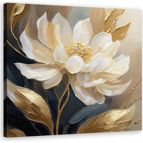 Tableau déco Fleurs Or Glamour 40x40 (1/5)