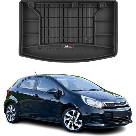 Tapis de Coffre 3D TPE Premium Compatible avec Kia Rio III 2011-2017 - Bac de Protection de Coffre Intérieur antidérapant Revêtement de Coffre Bords Hauts pour Voiture Noir
