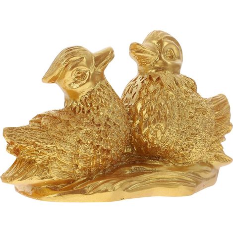 Mandarinenten as Lebendige Dekoration Skulptur aus Kunstharz und Hochzeitsgeschenk in Gold (1/5)