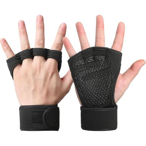 Gants fitness mi-doigts , Semelles gel anti-choc et surface antidérapante, Conception respirante pour musculation/crossfit, Taille universelle homme et femme (1/5)