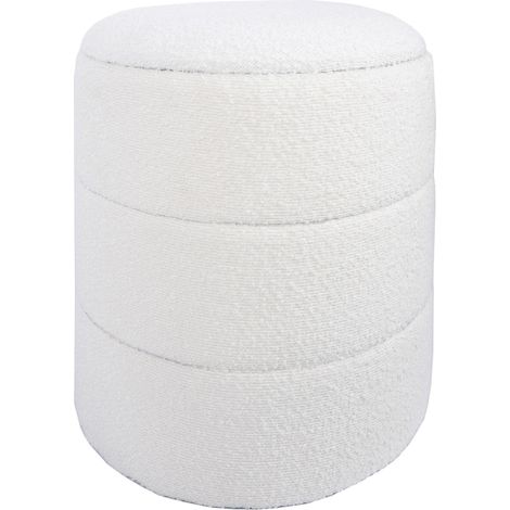 Rebecca Mobili Pouf Contenitore Tondo Sgabello Imbottito Bianco per Salotto Bagno