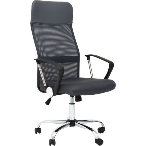 Premier Housewares Brent Grey Mesh Home Office Chair (1/5)