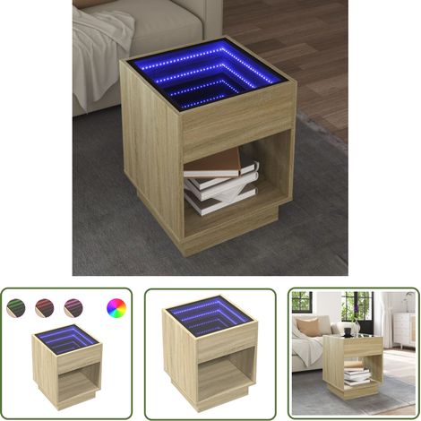 vidaXL Table basse avec LED infini chêne sonoma 40x40x50 cm (1/5)