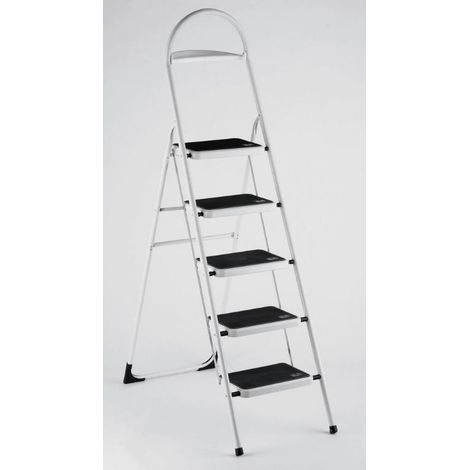 Sgabello Scala in Acciaio Tappetini sui Gradini 150 Kg Sicuro 5 Gradini (1/2)