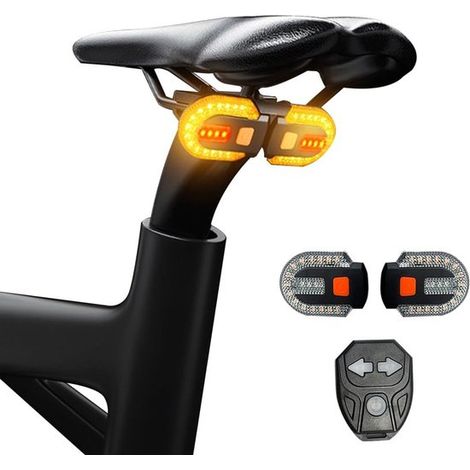 Clignotants avant et arrière pour vélo - Étanche IPX5 - Télécommande sans fil - Rechargeable par USB - Pour VTT, vélo et scooter (1/4)