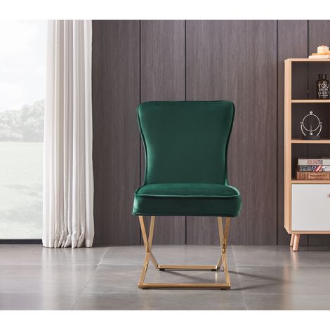 Silla de comedor Trafalgar Lux de terciopelo individual con patas de metal dorado - Silla de comedor - Silla tapizada - Silla de comedor moderna - Rosa oscuro