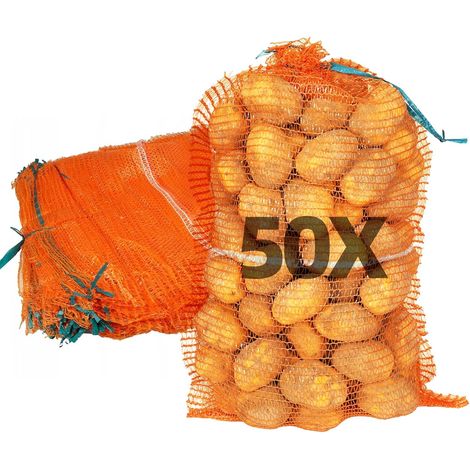 Lot de 50 sacs en toile de jute avec cordon de serrage, capacité de 10 kg, idéal pour ranger les fruits, les légumes et les noix, 40 x 60 cm, jaune doré (1/5)