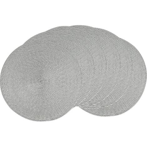 Lot de 6 sets de table ronds tressés pour tables de salle à manger, sets de table tissés naturels résistants à la chaleur, 38,1 cm (gris B)'Gris C 15 inches'Gris C'15 inches (1/5)