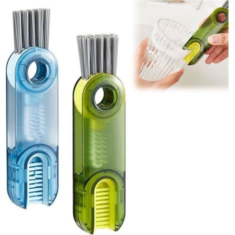 3-in-1 Reinigungsbürste (2er-Pack). Multifunktionales Design für eine effektive Reinigung von Fugen, Flaschen und Ecken. (1/5)