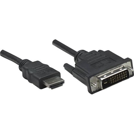 Câble adaptateur Manhattan HDMI / DVI Fiche mâle HDMI-A, Fiche mâle DVI-D 24+1 pôles 1.00 m noir 322 (1/3)