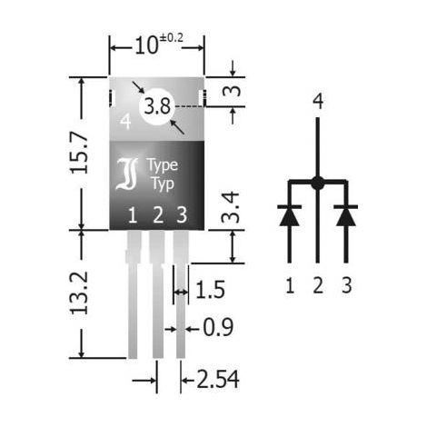Diotec Diode de redressement Schottky - Matrice 20 A SBCT2040 SIP-3 Array - 1 paire de cathodes communes (1/2)