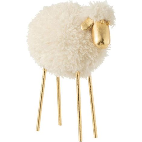 Statuette Déco Design "Mouton" 33cm Blanc & Or