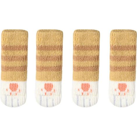 4 patins de meuble pattes de chat mignonnes, double épaisseur renforcée, antidérapants, anti-rayures, silencieux, protection de pied de chaise pour maison, jaune (1/5)