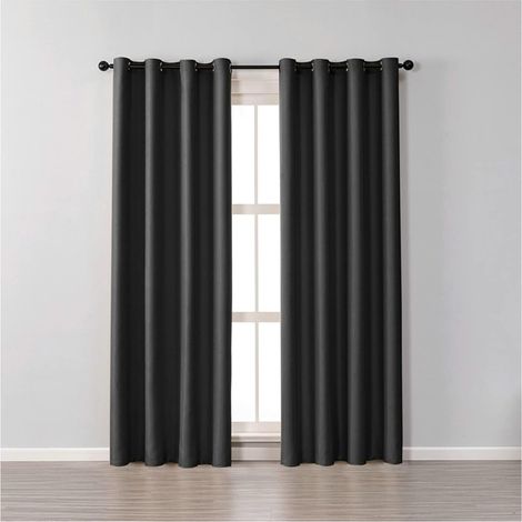 Set di 2 tende oscuranti termiche con occhielli, decorazione per finestra camera da letto, 100 x 200 cm, nere