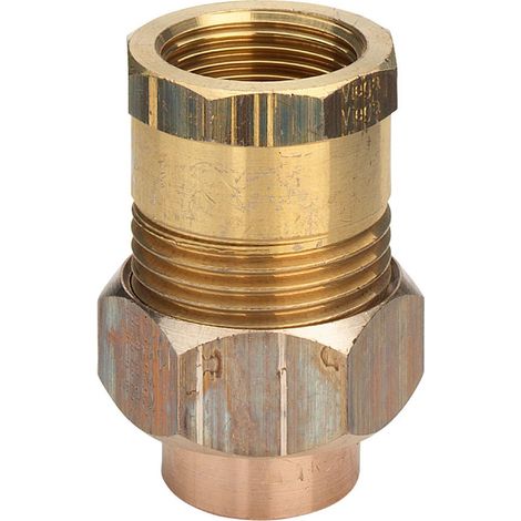 Bocchettone bronzo FF ø22 - 3/4" a sede conica, estremità a saldare femmina, filettatura Rp 101527 (1/3)