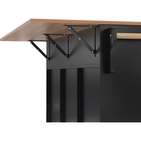 129x46(71)x91,5 cm. Vaisselle à roulettes / Séparateur avec planche coulissante. Compartiments intérieurs dans les portes des armoires. Table de cuisine sur 5 roulettes (1/5)