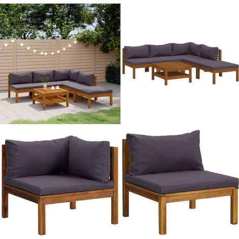 6-tlg. Garten-Lounge-Set mit Auflage Massivholz Akazie - Garten-Lounge-Set - Garten-Lounge-Sets - Home & Living (1/5)