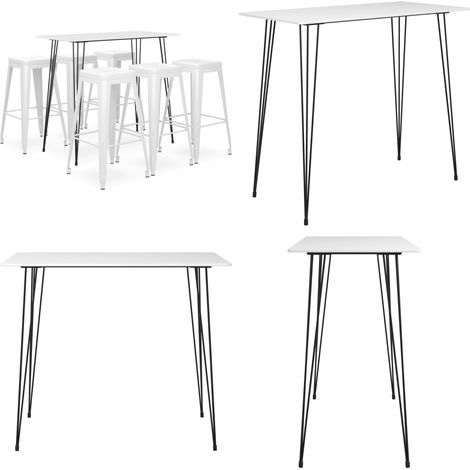 Ensemble de bar 7 pcs Blanc - Ensemble De Bar - Meuble De Salle À Manger - Table De Bar - Tabouret De Bar - Mobilier Moderne - Home & Living (1/5)