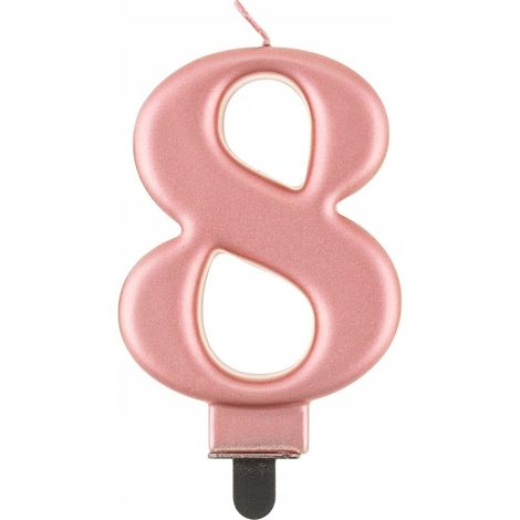Kerze Zahl 8, Roségold metallic, 8 cm