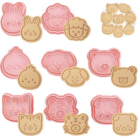 8 emporte-pièces, animaux de la forêt, plastique, bord lisse, pâtisserie, enfants (1/5)