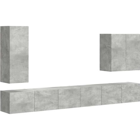 Maison Exclusive - TV-Wandregal-Set Wandmontiert 6 pcs Beton Grau