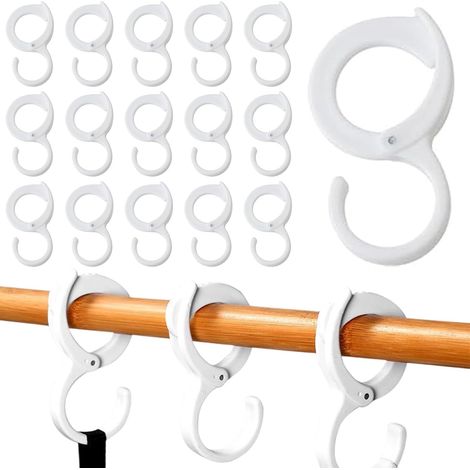 Patères en plastique blanc en forme de S, paquet de 15 (1/5)