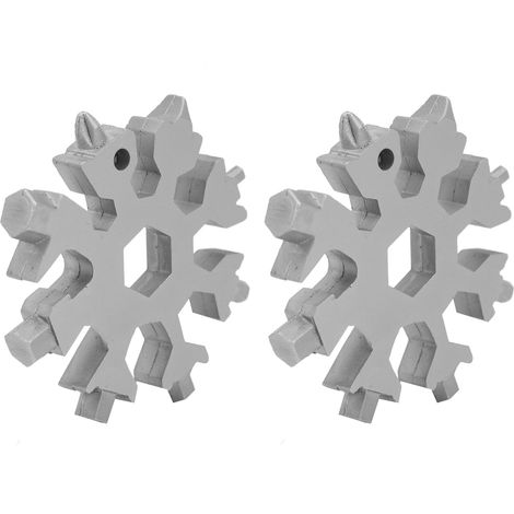 2 tournevis multifonctions 18 en 1 en forme de flocon de neige, clé portable, outils d'extérieur (argenté) (1/5)