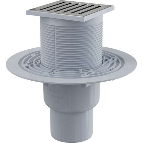 Alca - Scarico a pavimento 11x11 cm, diametro 5/8 cm, arresto degli odori dell'acqua, acciaio inox/plastica APV203 (1/3)