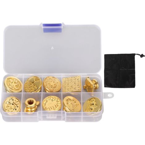 Ensemble de têtes de tampons de cire à cacheter en alliage de zinc avec boîte de rangement Noël, pour mariages, Saint-Valentin (1/5)
