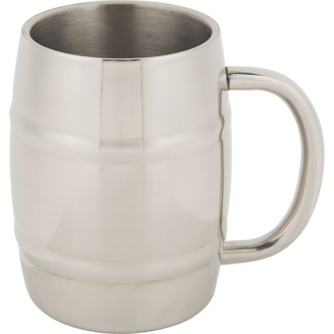 450 ml Edelstahl-Kaffeebecher, doppelwandig mit Henkel, leicht zu reinigen, ideal für Tee, Bier und andere Getränke, zum Kochen zu Hause.