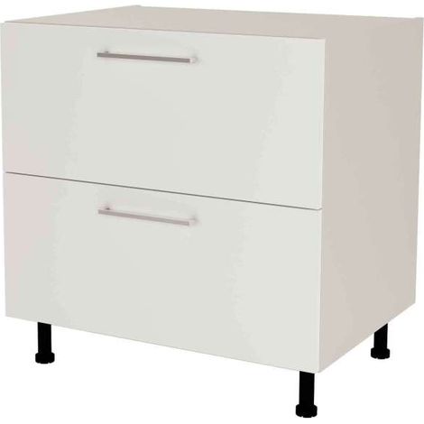 Mueble de cocina bajo cacerolero en gris cream y blanco mate. 85 cm(alto)80 cm(ancho)60 cm(largo)