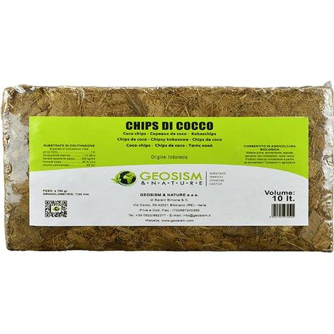 Fibra di cocco (chips di cocco) in mattonella Geosism, 7/20 mm (c.ca 750 g - 10 lt) (1/3)