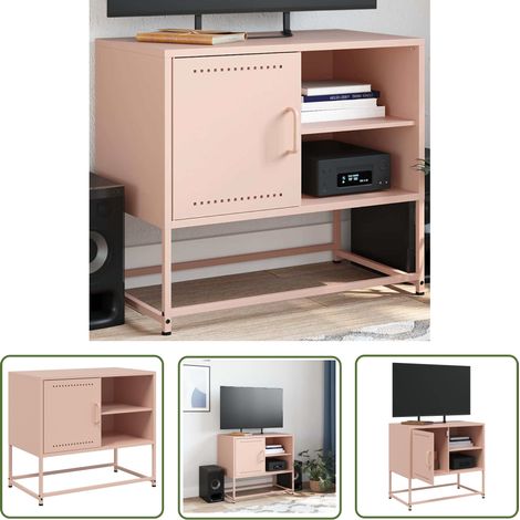 The Living Store TV-Schrank Rosa 68x39x60,5 cm Stahl - TV Schrank - Industrieller Stil - Rosa - Stahl - Fernsehtisch (1/5)