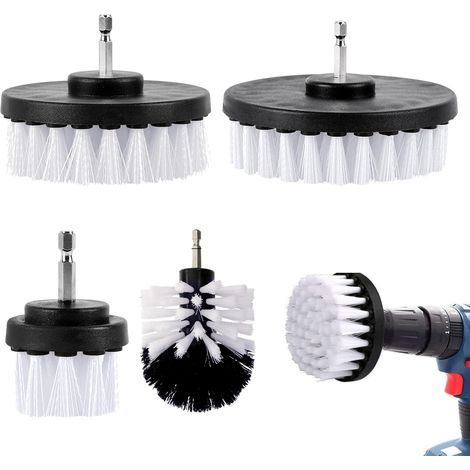 4-Piece Drill Cleaning Brush Set (2", 3.5", 4", 5") Nylon Hexagonal for Bathroom, Kitchen, and Walls (1/5)
