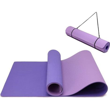 Oak & Tea Tapis de yoga tapis de yoga épais antidérapant pour homme/femme tapis d'exercice pour la gym à la maison avec sangle de transport méditation pilates 183 x 61 x 0.6 cm (1/4)