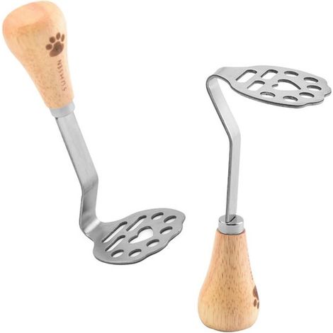 Lot de 2 presse-purées à long manche en acier inoxydable, robustes et monoblocs, pour écraser pommes de terre et légumes (1/5)