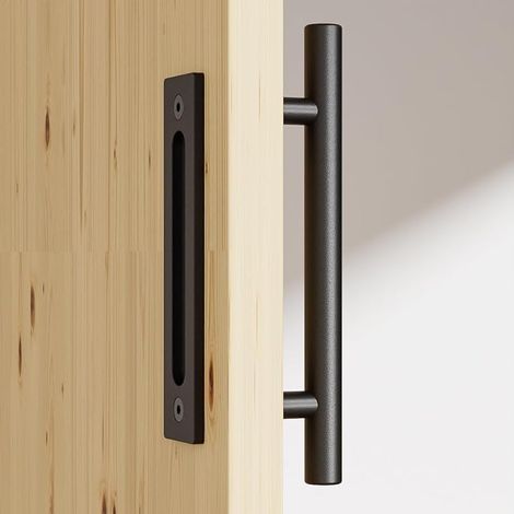 30.48cm /12“ Noir Poignée de porte Pour la porte de grange coulissante - Black Sliding Barn Wood Door Handle Door Pull Flush Handle (1/5)