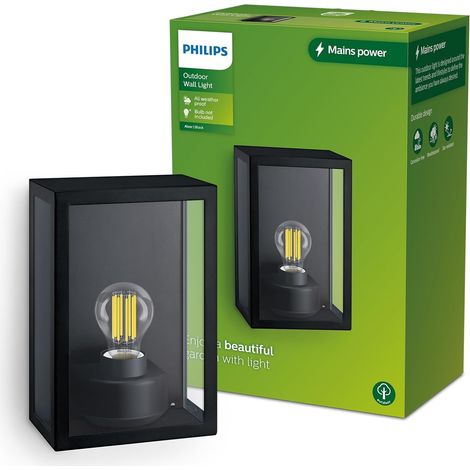 Applique d'extérieur carrée, noire, max. 25 W, IP44 résistant aux intempéries, ampoule non fournie (1/5)