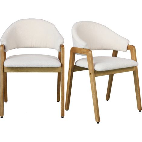 WOOL-Chaise en Frêne naturel et Tissu Curly Ecru (x2) (1/5)