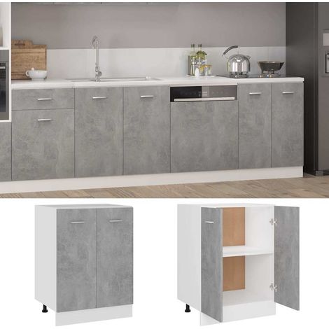Mobile da Cucina Armadio Inferiore “Lyon” Grigio Cemento 60x46x81,5cm (1/5)